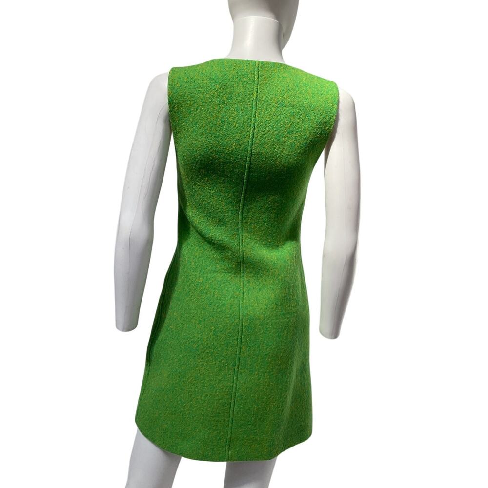 Ganni Chic Green Wool Zip Front Mini Dress Size 32 EU / US 0 - Picture 3 of 5